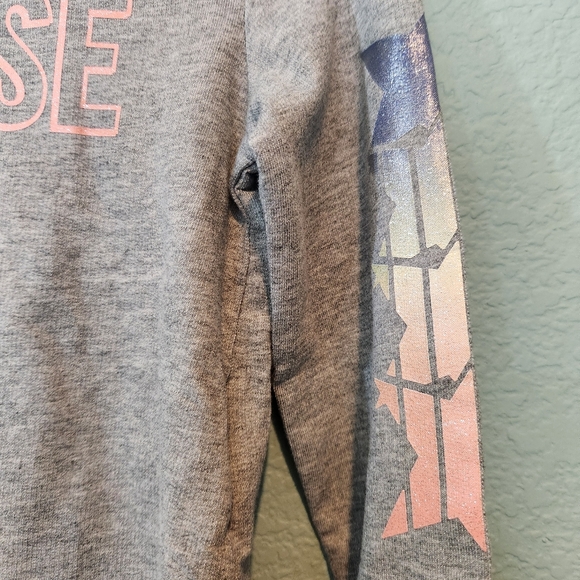 Converse Spell Out Youth Girls Sz 6x Gray Light Sweatshirt Crop Top Shirt Nwt - Picture 5 of 7